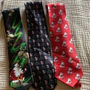 Holiday Santa Tie Trio - Black, Red, Green